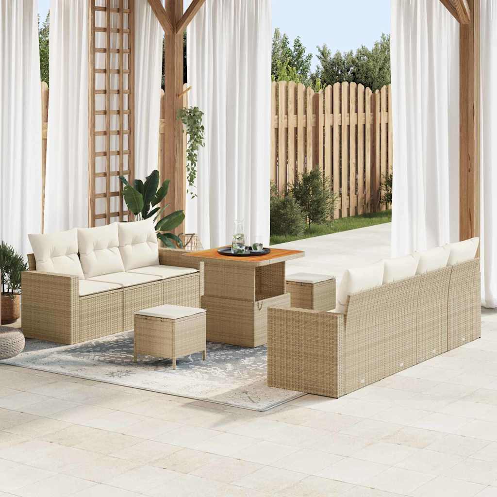 Set Divano da Giardino 10 pcs beige e panna 80 x 80 x 71 cm
