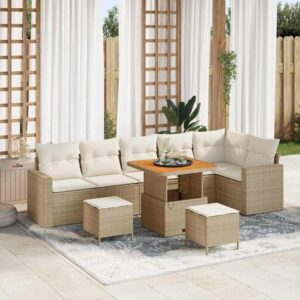 Set Divano da Giardino 9 pcs beige e panna 80 x 80 x 71 cm