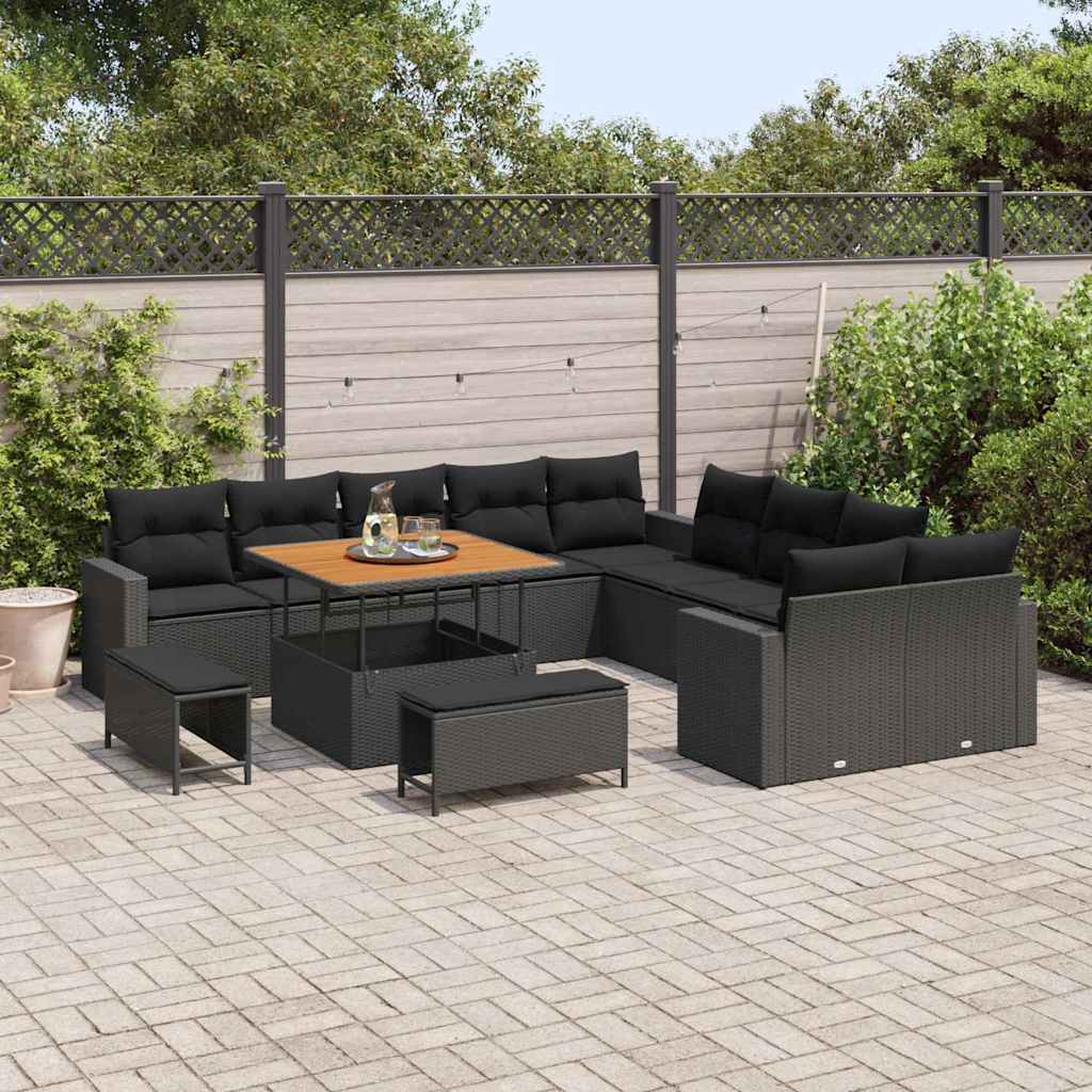 Set Divano da Giardino 13 pcs Nero 100 x 100 x 71 cm - immagine 3