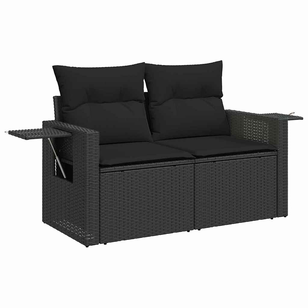Set Divano da Giardino con cuscino 10 pcs Nero polyrattan - immagine 6