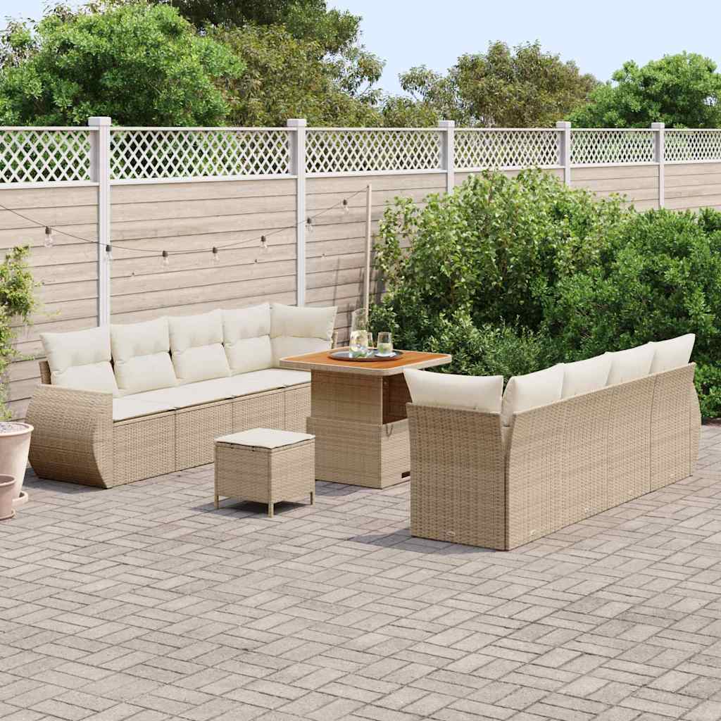 Set Divano da Giardino 11 pcs Beige Poly Rattan - immagine 3