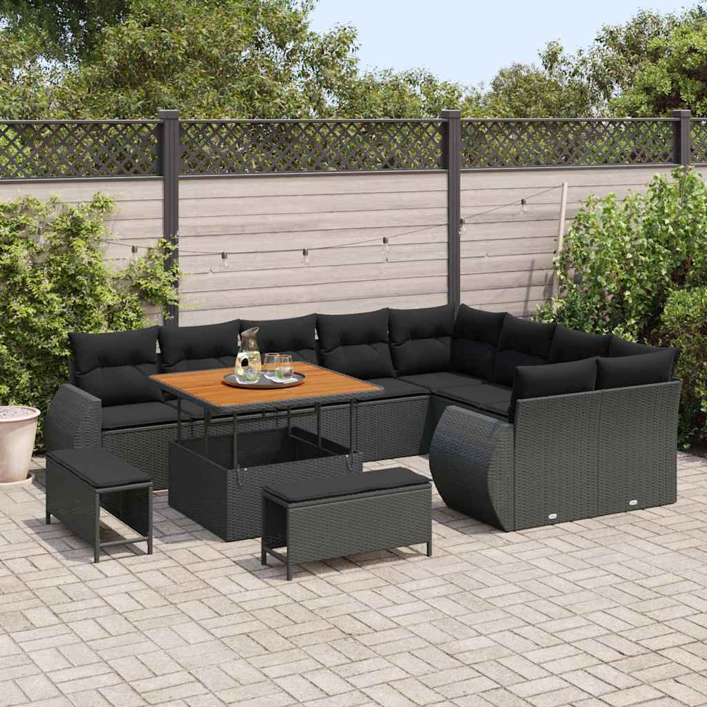 Set Divano da Giardino 12 pcs Nero 100 x 100 x 71 cm - immagine 3