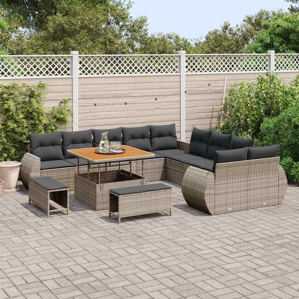 Set Divano da Giardino con cuscino 13 pcs Grigio - immagine 3