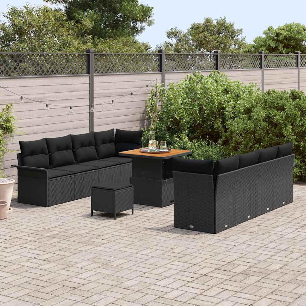 Set Divano da Giardino con cuscino 11 pcs Nero 80 x 80 x 71 cm - immagine 3