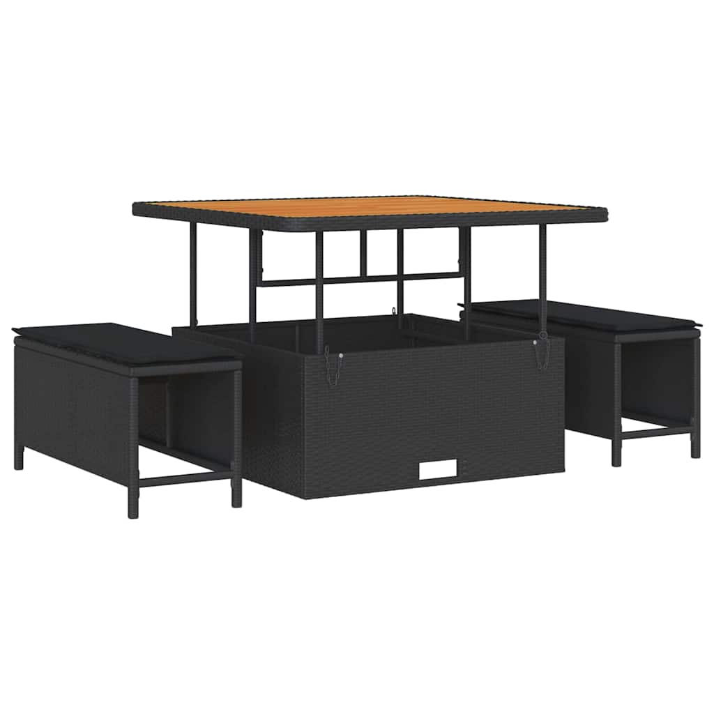 Set Divano da Giardino con cuscino con cuscino 12 pcs Nero - immagine 4