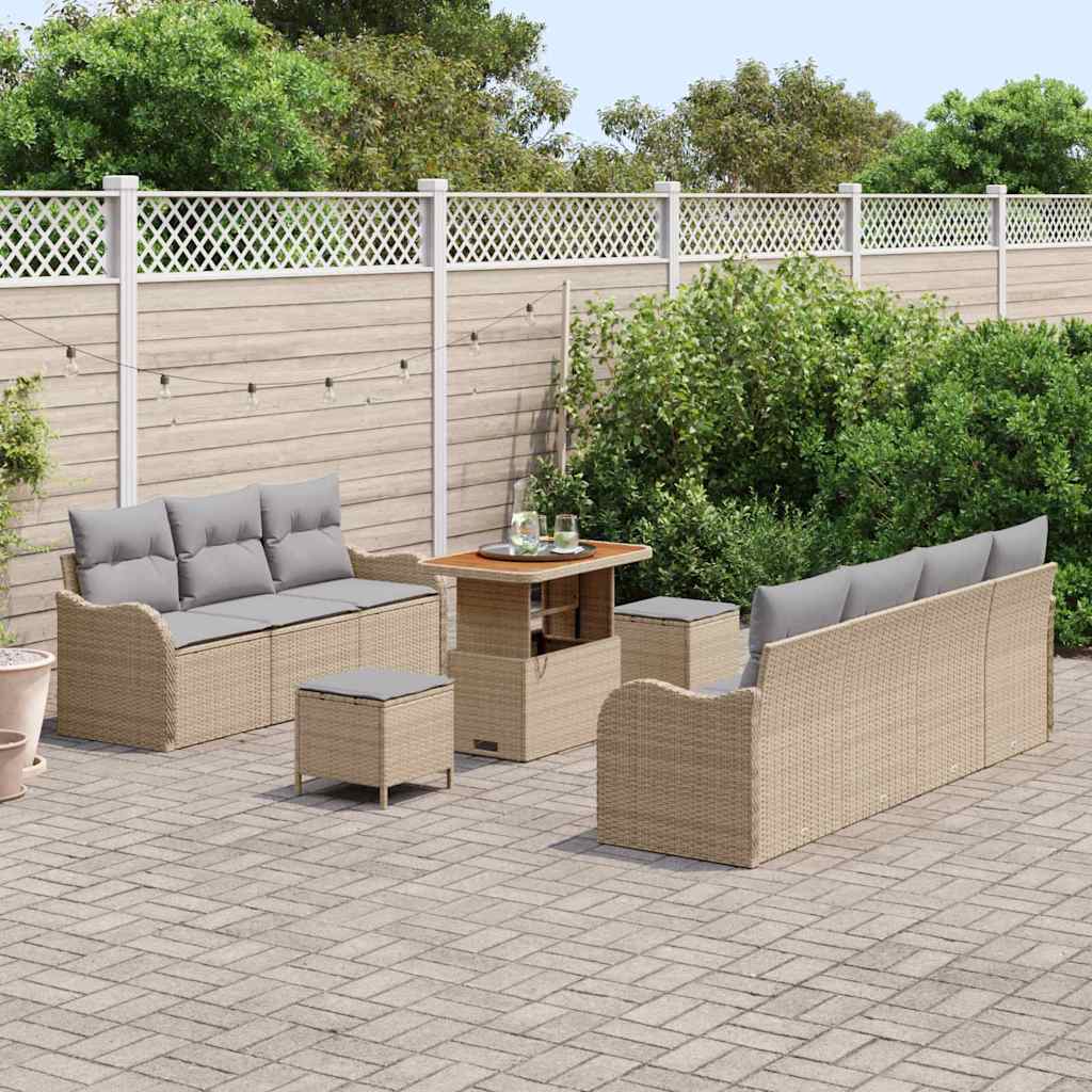Set Divano da Giardino con cuscino 10 pcs Beige e Grigio Chiaro - immagine 3