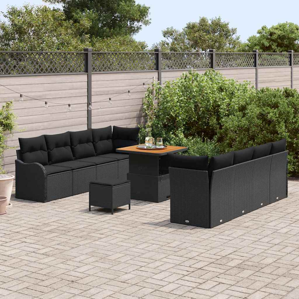 Set Divano da Giardino con cuscino 11 pcs Nero 80 x 80 x 71 cm - immagine 3