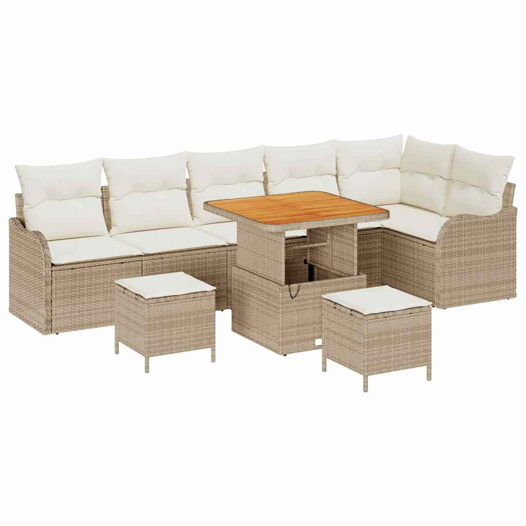 Set Divano da Giardino 9 pcs Beige, Crema 80 x 80 x 71 cm - immagine 2