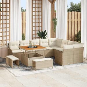 Set Divano da Giardino con cuscino 12 pcs Beige e Crema