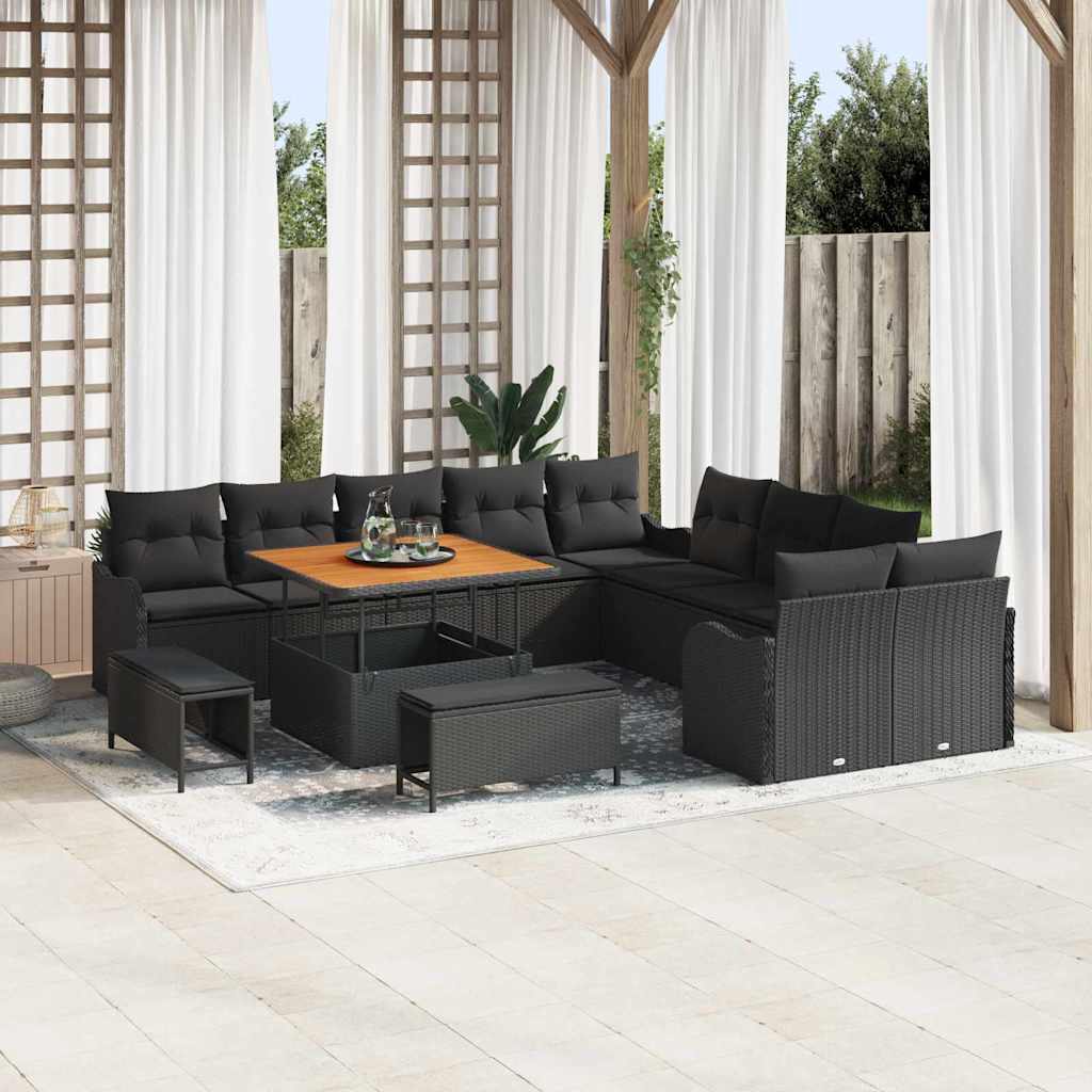 Set Divano da Giardino 13 pcs Nero 100 x 100 x 71 cm