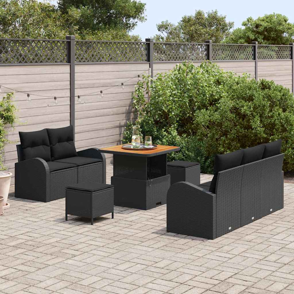 Set Divano da Giardino 8 pcs Nero e Crema 80 x 80 x 71 cm - immagine 3