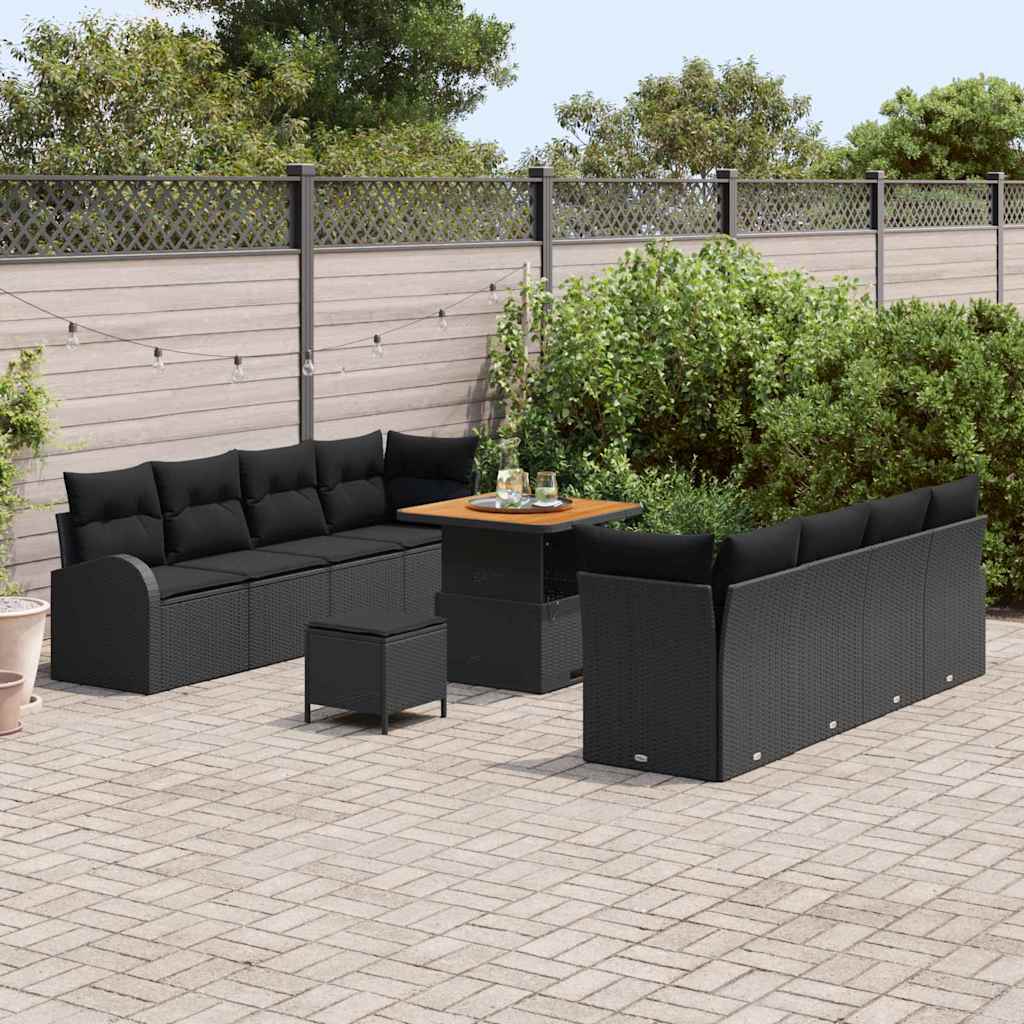 Set Divano da Giardino con cuscino 11 pcs Nero 80 x 80 x 71 cm - immagine 3