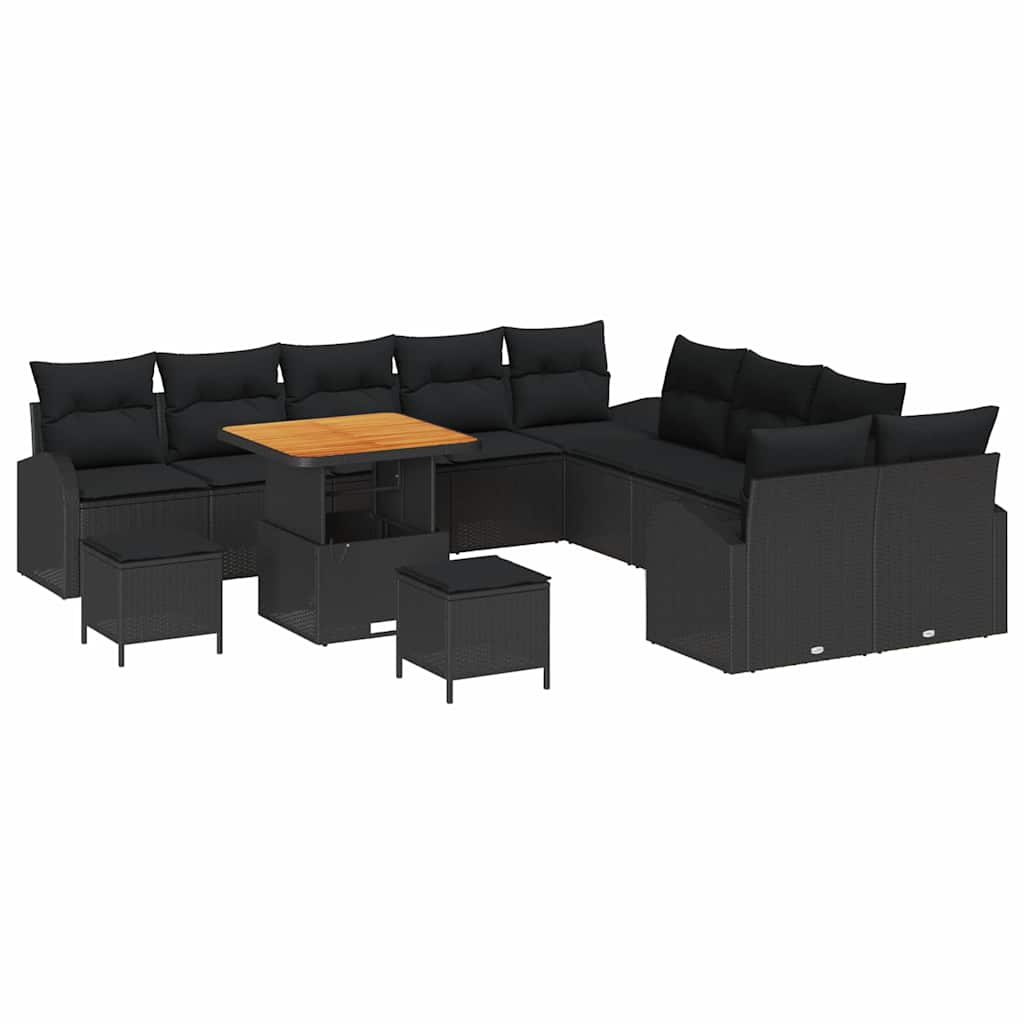 Set Divano da Giardino con cuscino con cuscino 13 pcs Nero - immagine 2