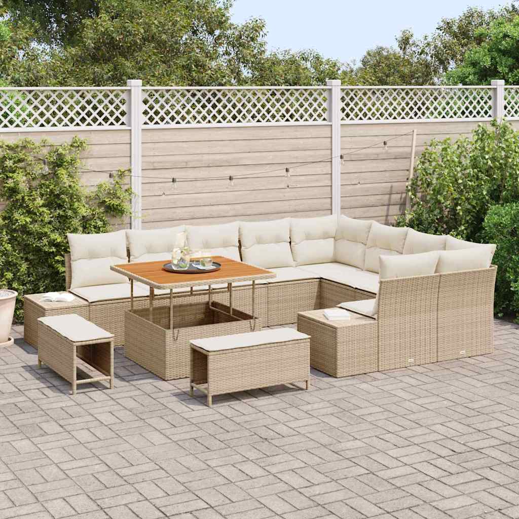 Set Divano da Giardino 12 pcs Beige e Crema 100 x 100 x 71 cm - immagine 3