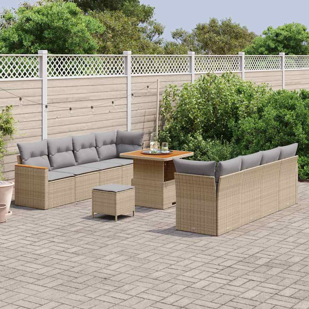 Set Divano da Giardino con cuscino Beige Poly Rattan - immagine 3