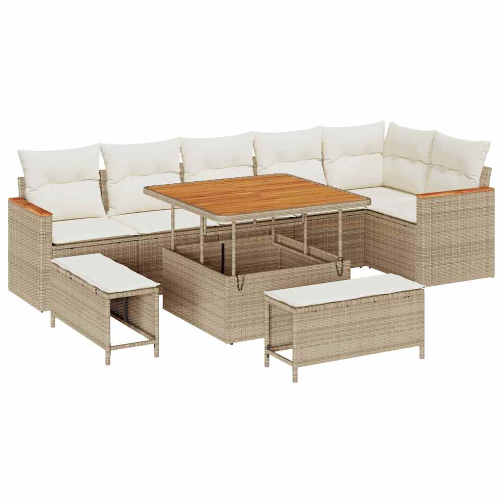Set Divano da Giardino con cuscino Beige Poly Rattan - immagine 2