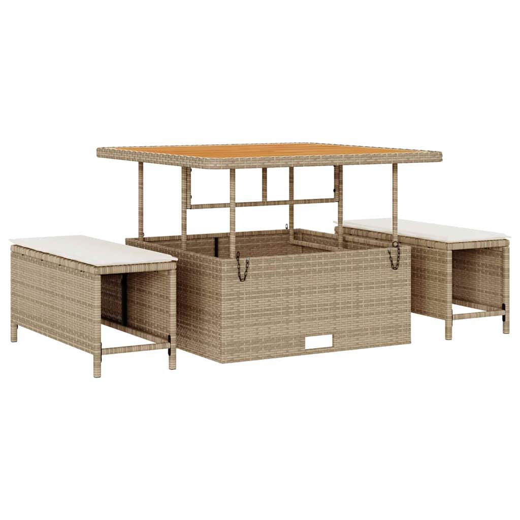 Set Divano da Giardino con cuscino Beige Poly Rattan - immagine 7