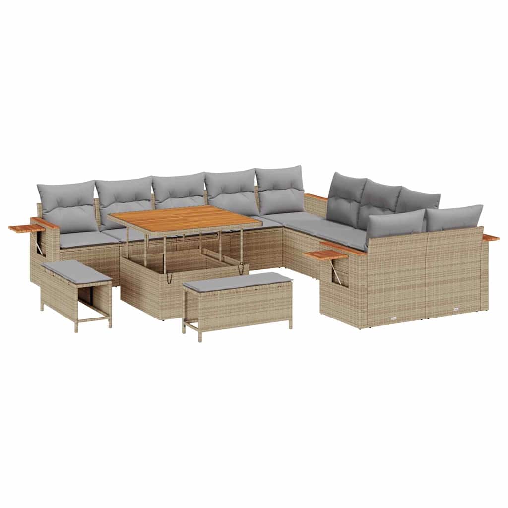 Set Divano da Giardino con cuscino Beige Poly Rattan - immagine 2