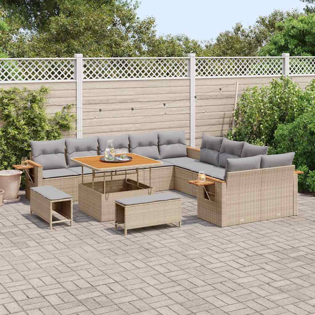 Set Divano da Giardino con cuscino Beige Poly Rattan - immagine 3