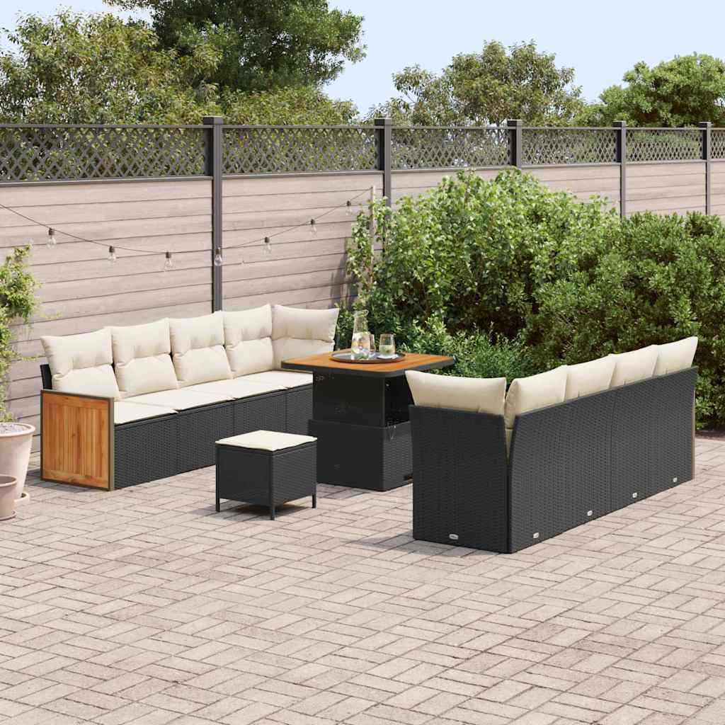 Set Divano da Giardino 11 pcs Nero e Crema 80 x 80 x 71 cm - immagine 3