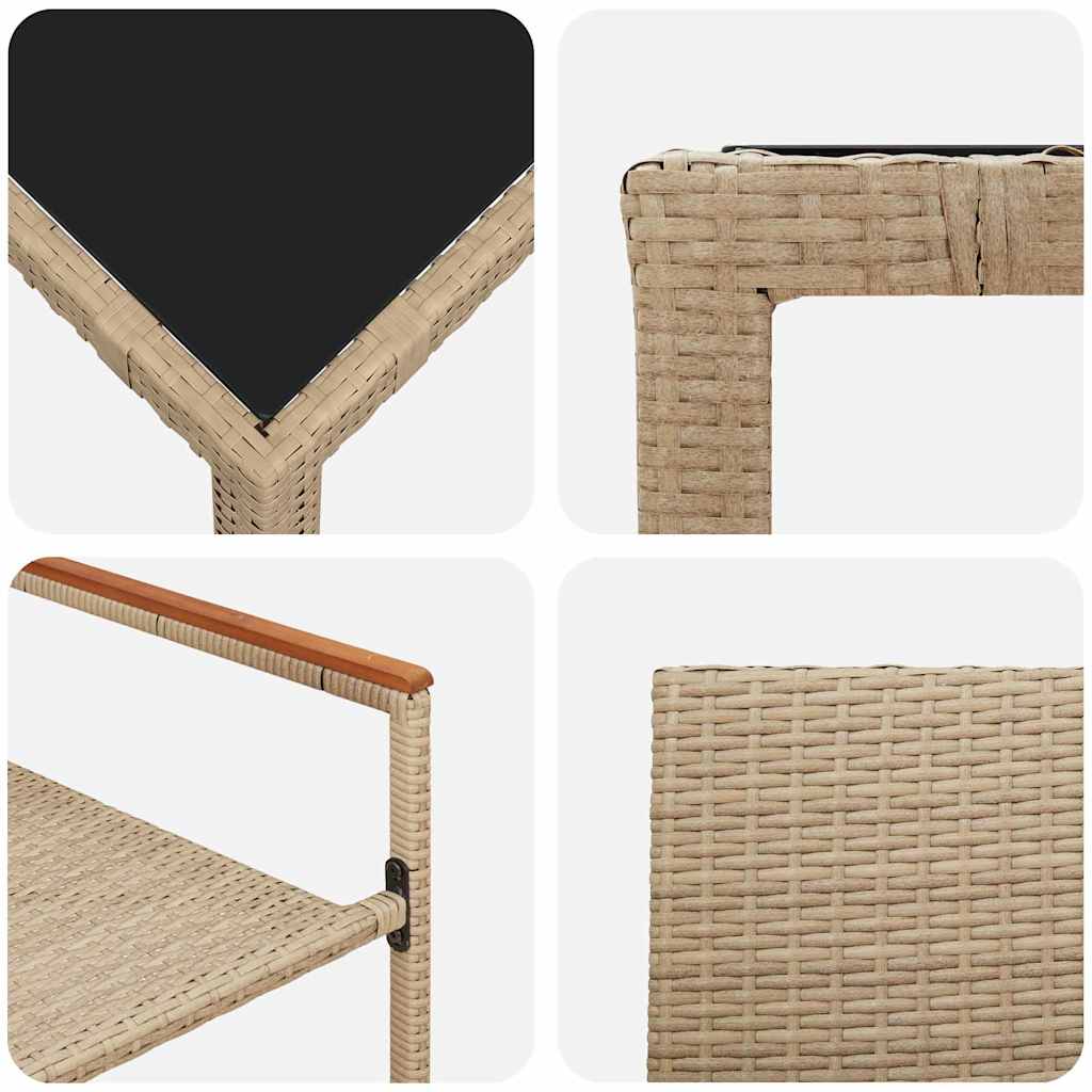 Set da Pranzo per Giardino 3 pcs Beige polyrattan - immagine 9