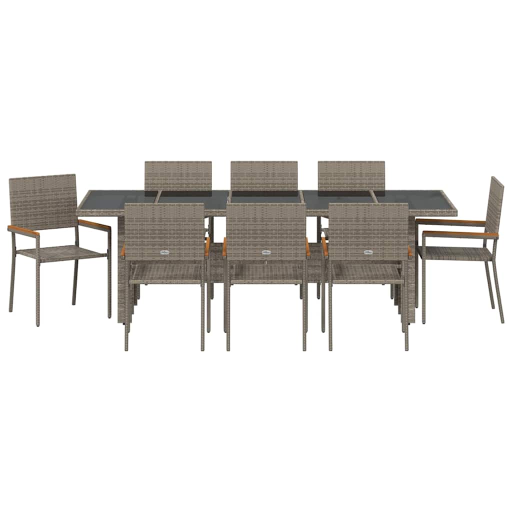 Set da Pranzo per Giardino 9 pcs Grigio Poly Rattan - immagine 7
