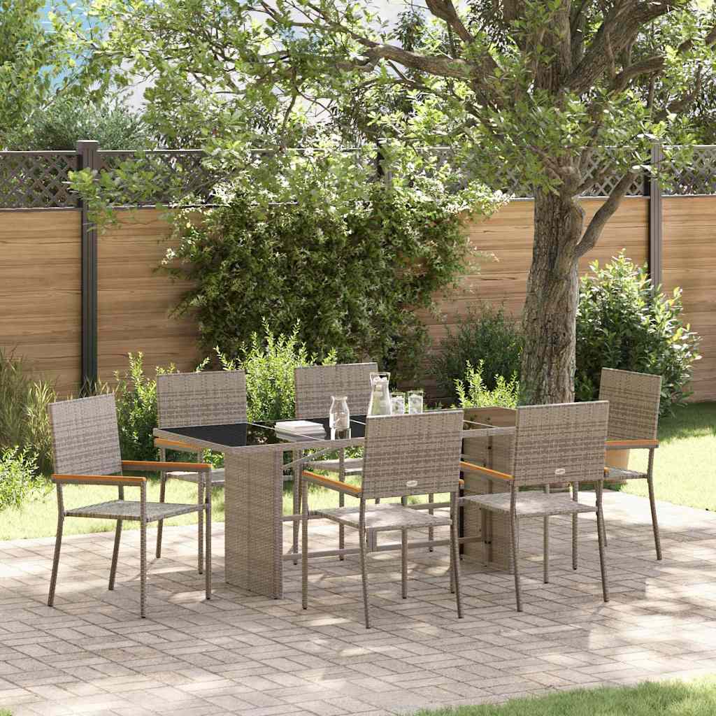Set da Pranzo per Giardino 7 pcs Grigio 190 x 80 x 75 cm