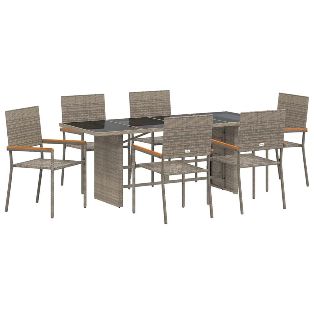 Set da Pranzo per Giardino 7 pcs Grigio 190 x 80 x 75 cm - immagine 2