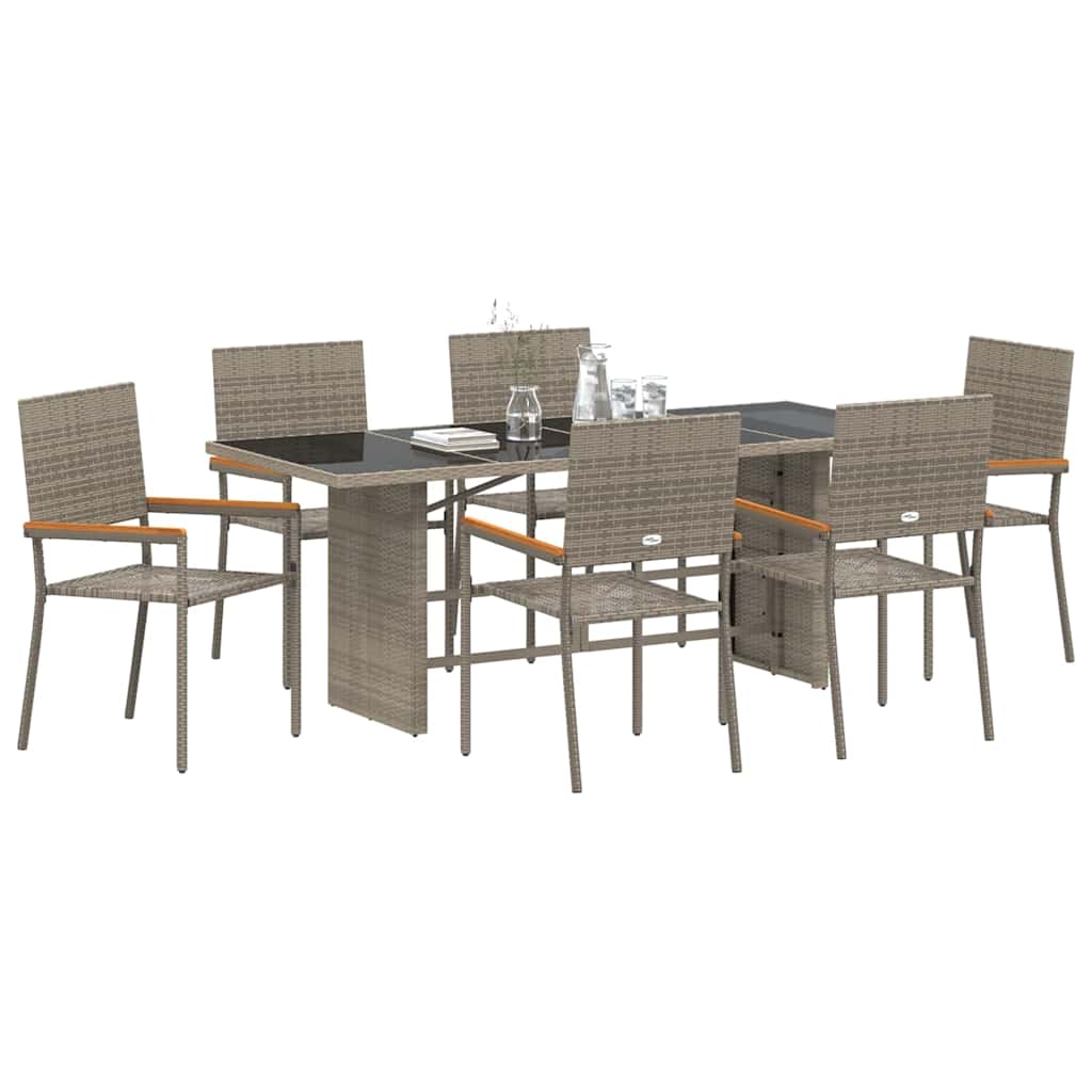 Set da Pranzo per Giardino 7 pcs Grigio 190 x 80 x 75 cm - immagine 3