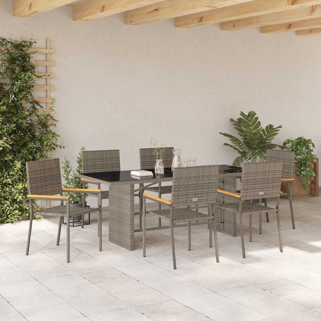 Set da Pranzo per Giardino 7 pcs Grigio 190 x 80 x 75 cm - immagine 4