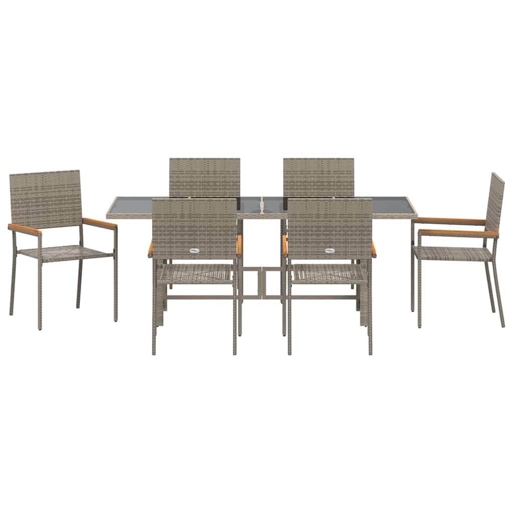 Set da Pranzo per Giardino 7 pcs Grigio 190 x 80 x 75 cm - immagine 7