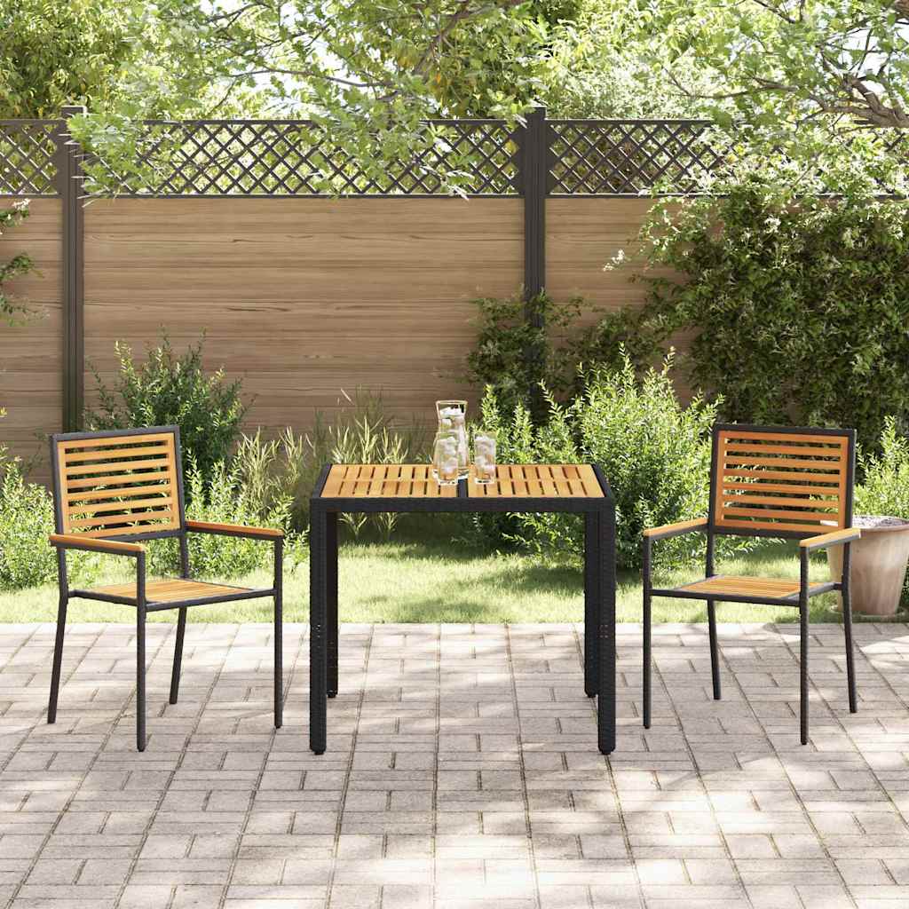 Set da Pranzo per Giardino 3 pcs Nero 90 x 90 x 75 cm - immagine 4