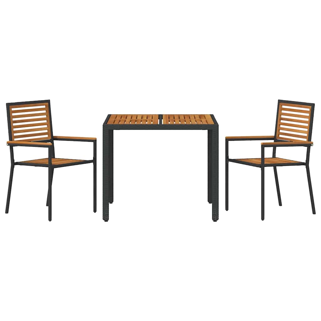 Set da Pranzo per Giardino 3 pcs Nero 90 x 90 x 75 cm - immagine 7