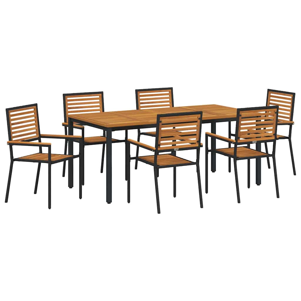 Set da Pranzo per Giardino 5 pcs Nero polyrattan - immagine 2