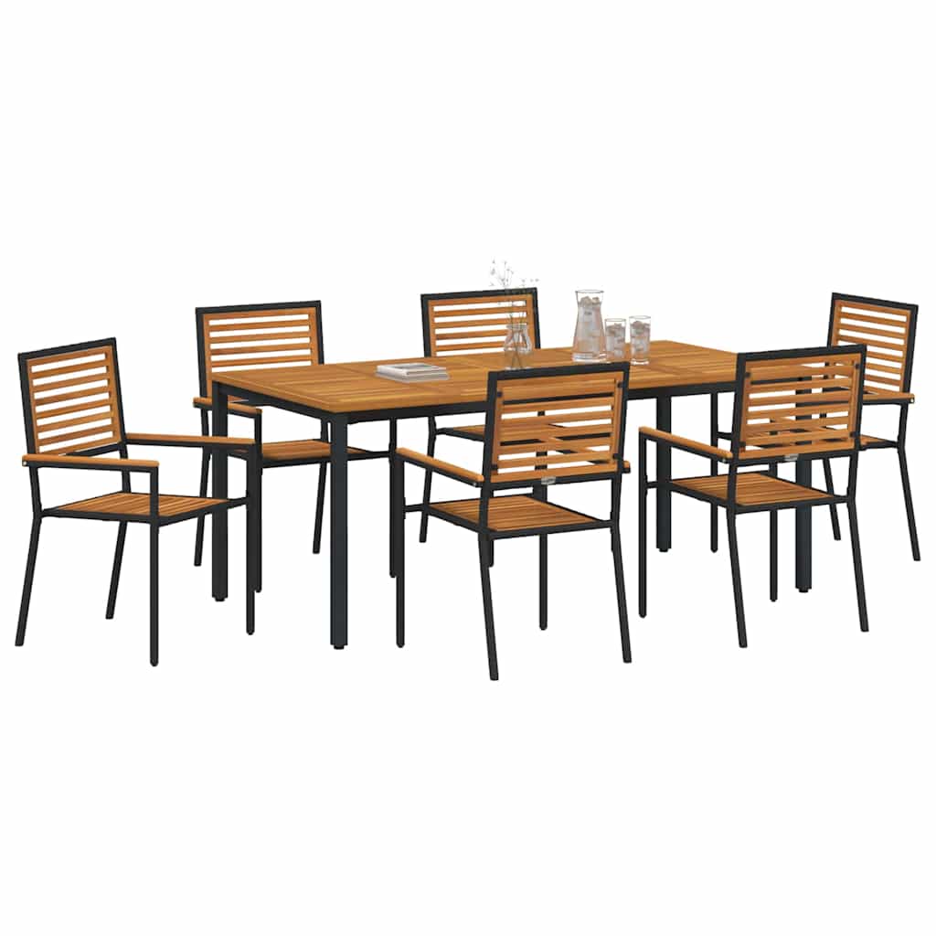 Set da Pranzo per Giardino 5 pcs Nero polyrattan - immagine 3