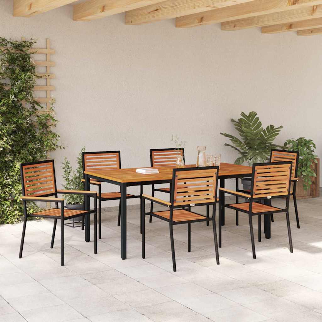 Set da Pranzo per Giardino 5 pcs Nero polyrattan - immagine 4