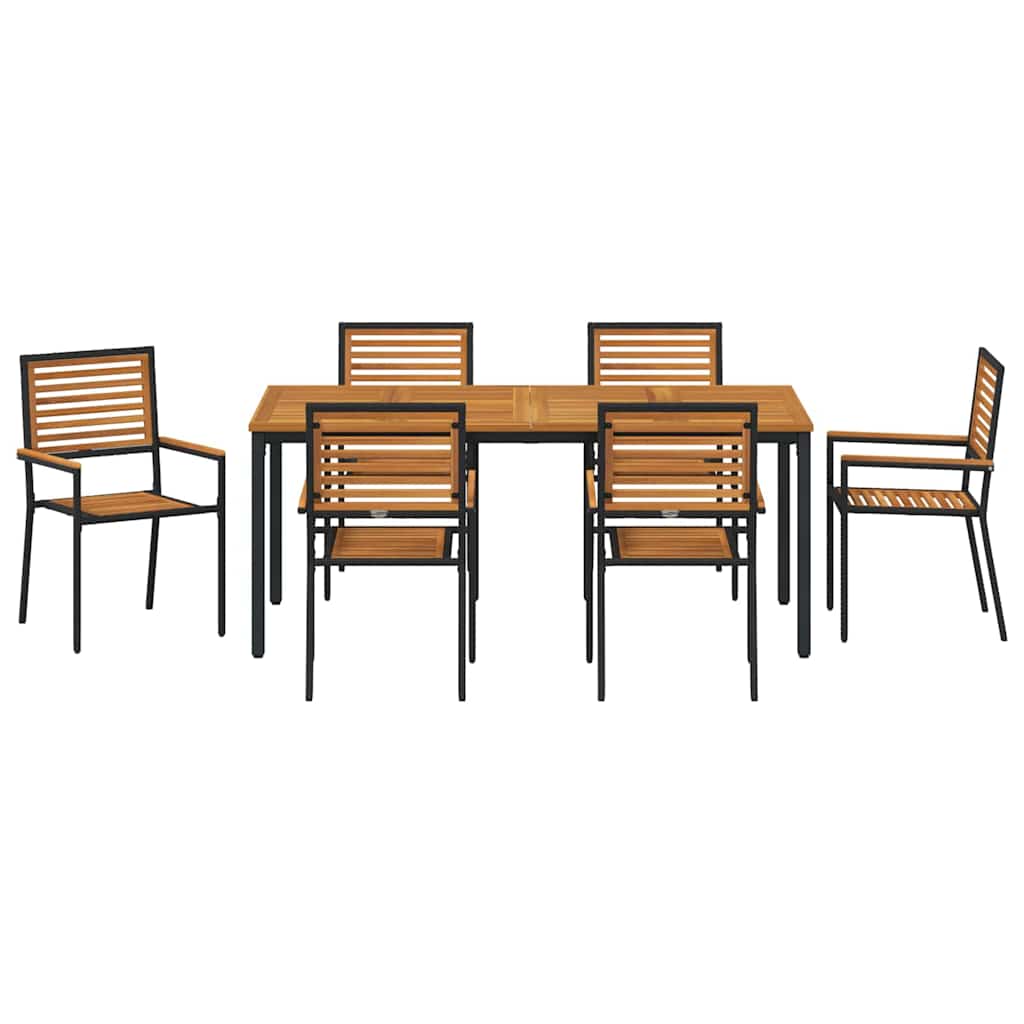 Set da Pranzo per Giardino 5 pcs Nero polyrattan - immagine 7