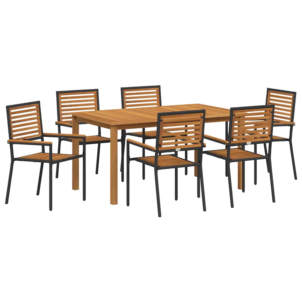 Set da Pranzo per Giardino 7 pcs Nero Poly Rattan - immagine 2