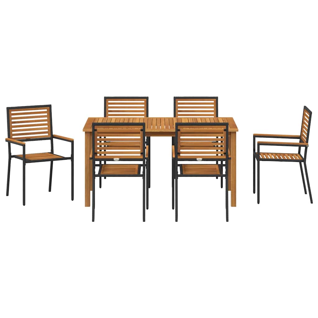 Set da Pranzo per Giardino 7 pcs Nero Poly Rattan - immagine 7