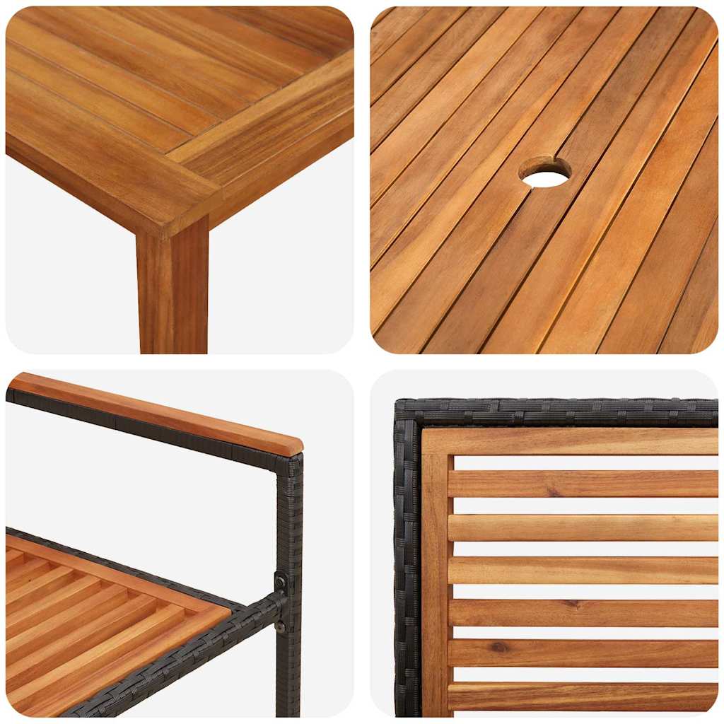 Set da Pranzo per Giardino 7 pcs Nero Poly Rattan - immagine 9