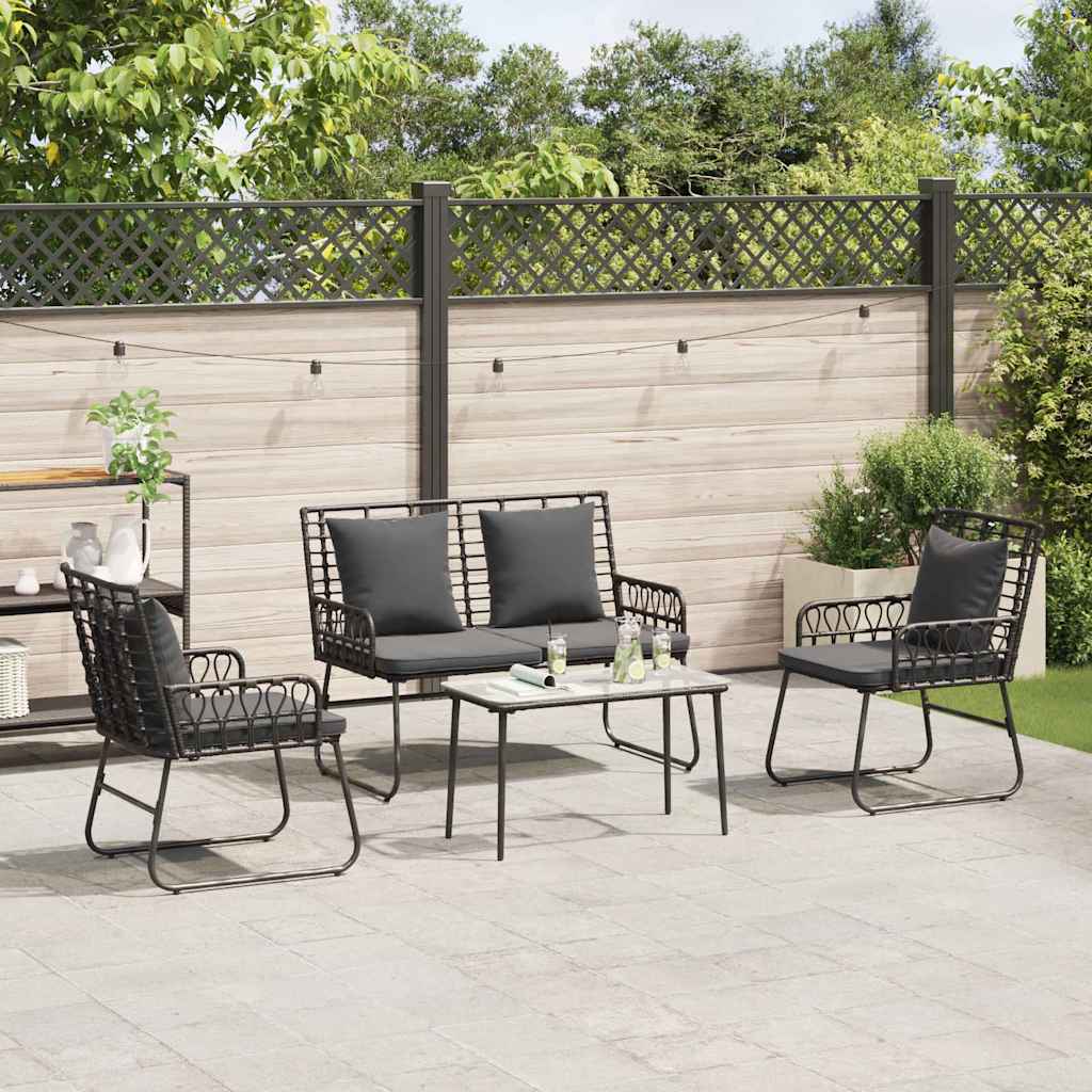 Set da Pranzo per Giardino 3 pcs Nero e antracite - immagine 3