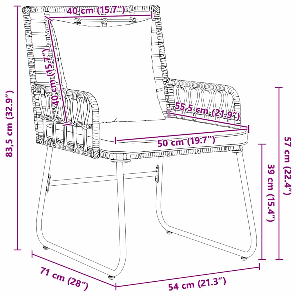 Set da Pranzo per Giardino 3 pcs Nero e antracite - immagine 9