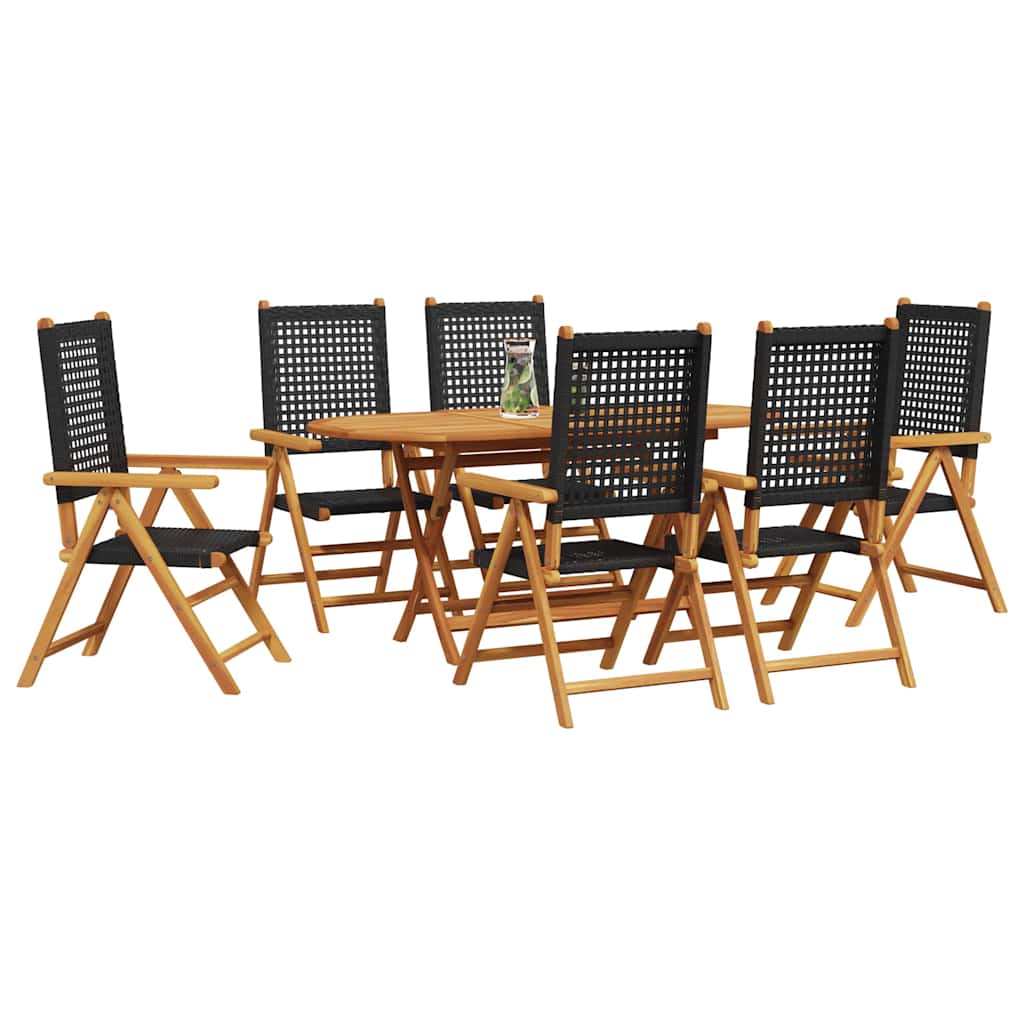 Set da Pranzo per Giardino 7 pcs Nero - immagine 3