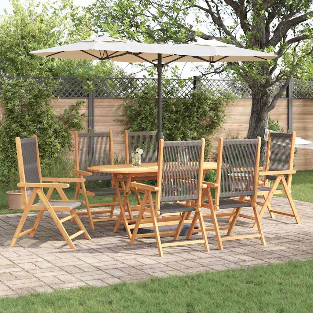 Set da Pranzo per Giardino 7 pcs Grigio