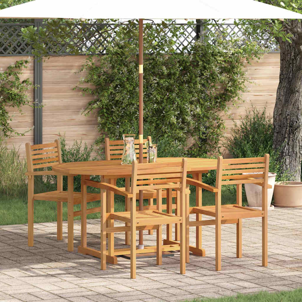 Set da Pranzo per Giardino 5 pcs Marrone Legno massello di teak