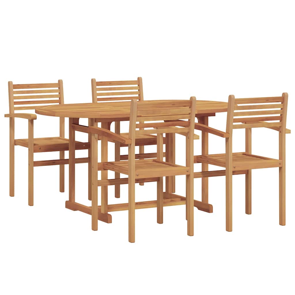 Set da Pranzo per Giardino 5 pcs Marrone Legno massello di teak - immagine 2