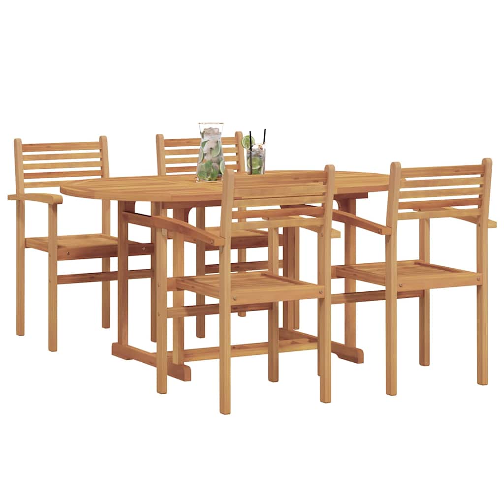 Set da Pranzo per Giardino 5 pcs Marrone Legno massello di teak - immagine 3