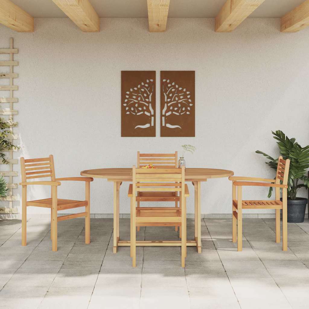 Set da Pranzo per Giardino 5 pcs Marrone Legno massello di teak - immagine 4