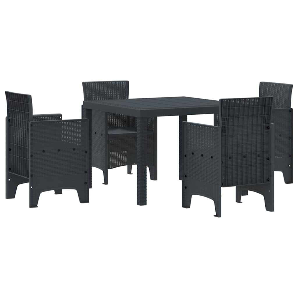 Set da Pranzo per Giardino 5 pcs Antracite Rattan Polt - immagine 2