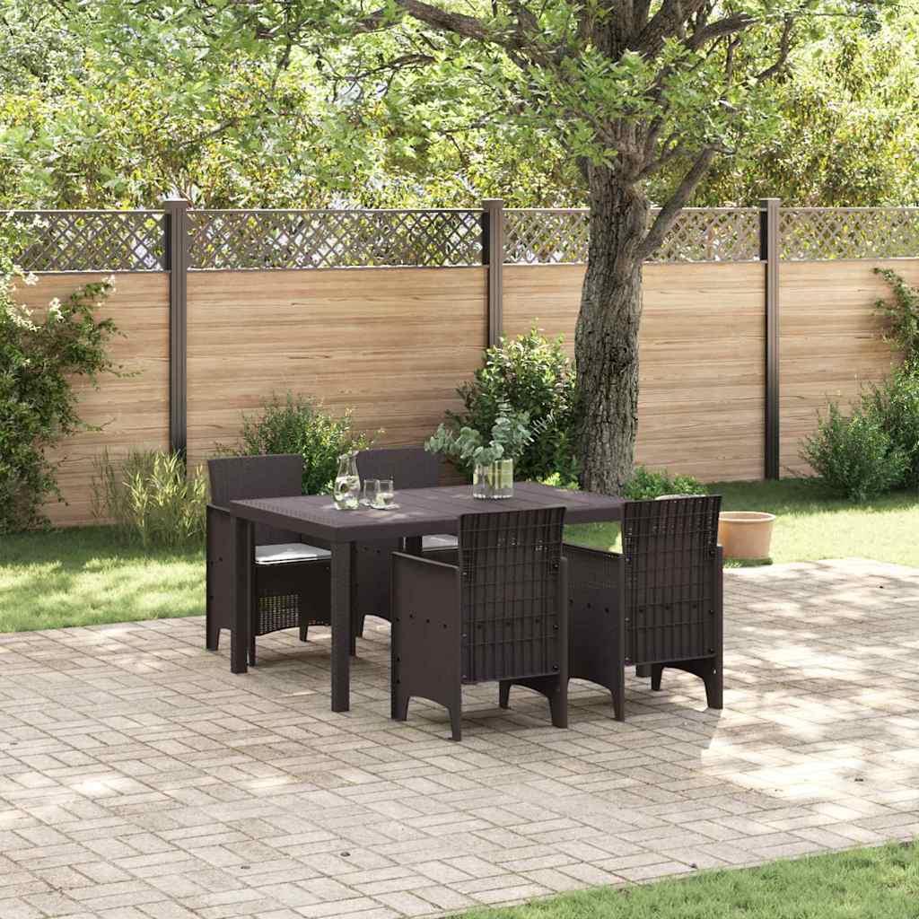 Set da Pranzo per Giardino 5 pcs Marrone Rattan Polt